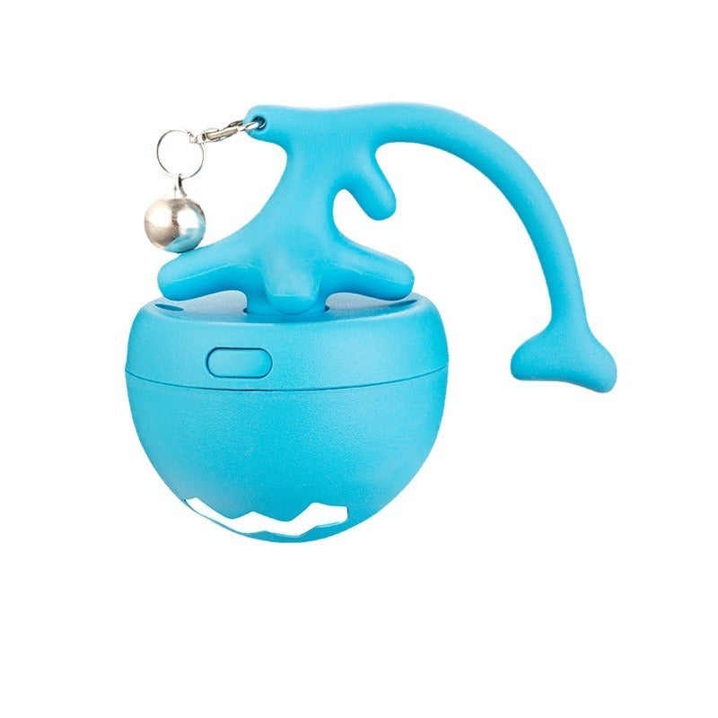 pettechhair blue interactive cat toy with dangling bell and flexible handle for batting play