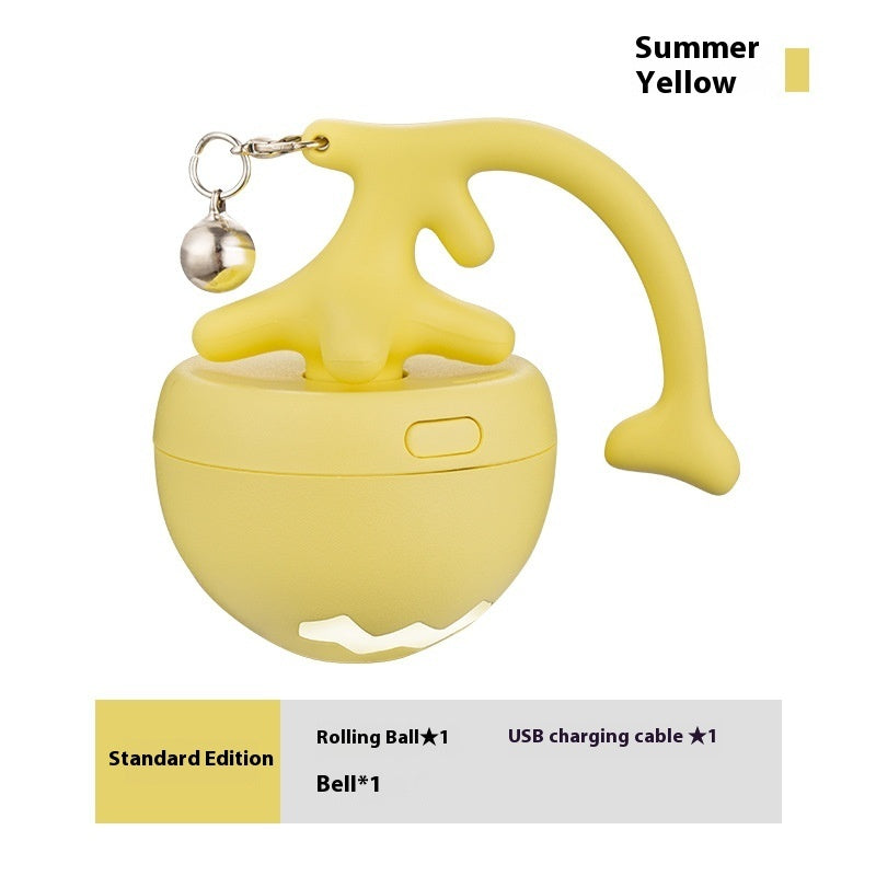 pettechhair Summer Yellow rechargeable rolling ball Cat toy with bell and USB charging cable