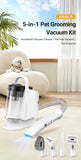 5-in-1 pet grooming tool vacuum kit with handheld suction brush and four attachments for home pet hair removal